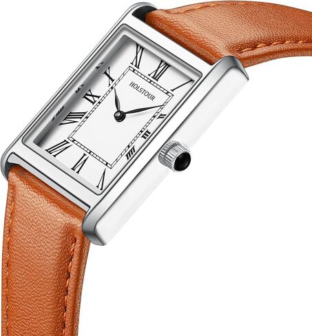 Watches for Men Business Simple Model Square Roman Numerals Case Water Resistant with Leather Strap in Kuwait