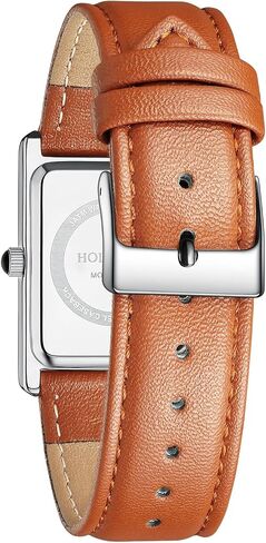 Watches for Men Business Simple Model Square Roman Numerals Case Water Resistant with Leather Strap in Kuwait