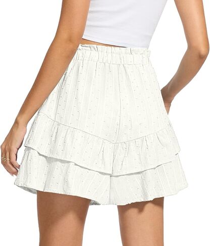 DouBCQ Shorts for Women Casual Ruffle Skorts Summer High Waist Tennis Mini Skirts with Pockets in Saudi Arabia