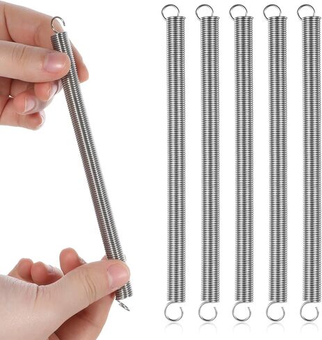 6 PCS Extension Spring ، 3/8 Inch × 6-1/2 بوصة ، 0.047 بوصة من الفولاذ المقاوم للصدأ التوتر المزدوج الشد مع نهايات الخطاف لإصلاح الآلات الصناعية DIY DIY in Saudi Arabia