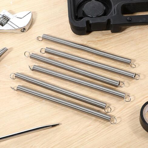 6 PCS Extension Spring ، 3/8 Inch × 6-1/2 بوصة ، 0.047 بوصة من الفولاذ المقاوم للصدأ التوتر المزدوج الشد مع نهايات الخطاف لإصلاح الآلات الصناعية DIY DIY in Saudi Arabia
