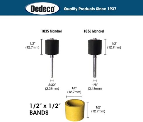 نطاقات أسطوانات Dedeco Sunburst - 1/2 "(12 مم) × 1/2" (12 مم) ، وملحقات الأدوات الدوارة للتلميع الدقيق للتنظيف ، و 80 حصى خشن ، وأكسيد الألومنيوم - 12 قطعة لكل حزمة in Saudi Arabia