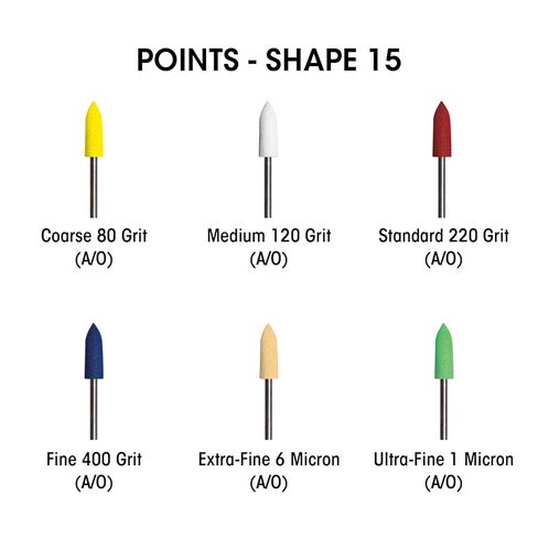 Dedeco Sunburst Points - 3/32 "(2.35mm) Shank ، الشكل - ملحقات Deburring Deburring Deburring Deburning Precision ، محصورة 6 ميكرون ، أكسيد الألومنيوم - 12 حزمة in Kuwait
