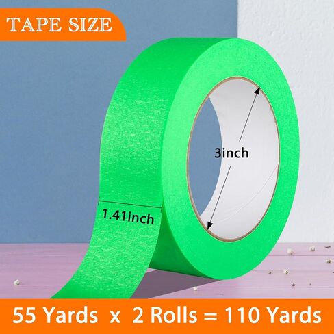 GEYYANG Automotive Masking Tape - Heat Resistant Green Painters Tape for Auto Body Spray Painting, Multi-Surface Painters Tape for DIY, Labeling, Art, Car, 1.41 inch x 55 Yards, 2 Rolls in Kuwait