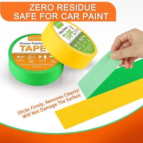 GEYYANG Automotive Masking Tape - Heat Resistant Green Painters Tape for Auto Body Spray Painting, Multi-Surface Painters Tape for DIY, Labeling, Art, Car, 1.41 inch x 55 Yards, 2 Rolls in Kuwait