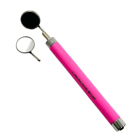 مقبض مرآة فحص اللون الوردي مع إضاءة الضوء والمرآة #4 + #5 ، أداة فحص الأسنان ، وأجهزة الرعاية عن طريق الفم - الفولاذ المقاوم للصدأ الألماني in Kuwait