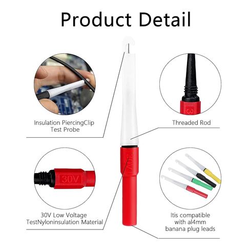 4Pcs Piercing Clip Test Probe, 0.7mm Test Probe Pins, Non-Destructive Insulation Wire Piercing Needle, Piercing Probes Set for Banana Socket Plug Car Tester in Saudi Arabia