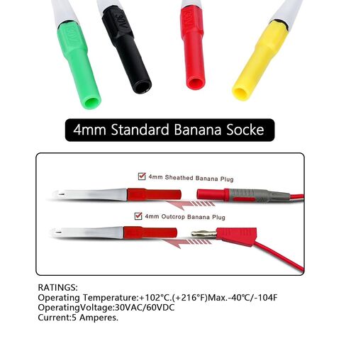4Pcs Piercing Clip Test Probe, 0.7mm Test Probe Pins, Non-Destructive Insulation Wire Piercing Needle, Piercing Probes Set for Banana Socket Plug Car Tester in Saudi Arabia