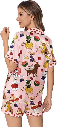 Ekouaer Womens Silk Satin Pajamas Set Animals Print PJS Button Down Lounge Lounge Set 2 قطعة نوم in Saudi Arabia