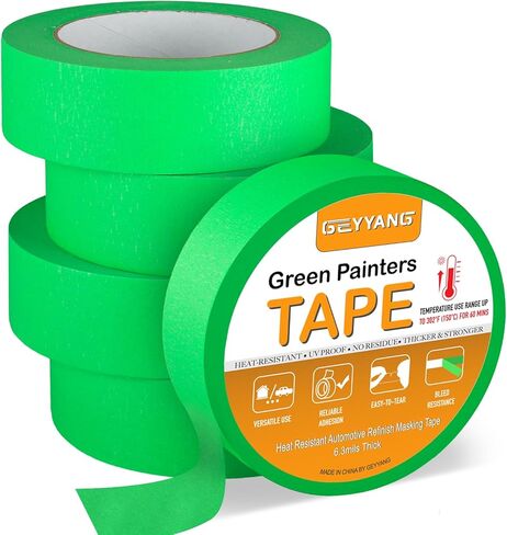 GEYYANG Automotive Masking Tape - Heat Resistant Green Painters Tape for Auto Body Spray Painting, Multi-Surface Painters Tape for DIY, Labeling, Art, Car, 1.41 inch x 55 Yards, 2 Rolls in Kuwait