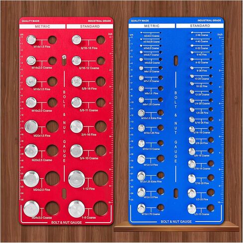 51 Nut and Bolt Thread Checker, Thread Gauge SAE & Metric with Screw Size Chart for Quickly Identifying Thread Sizes, Bolt Size Finder Made of Durable 6061 Aluminum for DIY, Automotive - Gifts for Men in Saudi Arabia