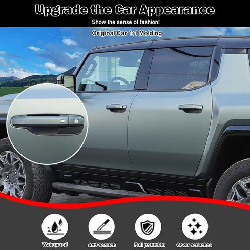 بالنسبة إلى Hummer EV ، فإن مقبض باب السيارة ، حماة الخدش ABS ، باب سيارة ألياف الكربون ، مقبض ، مقبض ، وعاء ، مقبض ، غطاء كوب ، غطاء حماية ، Hummer EV Pickup SUV 2024 2025 (أسود غير لامع) in Kuwait