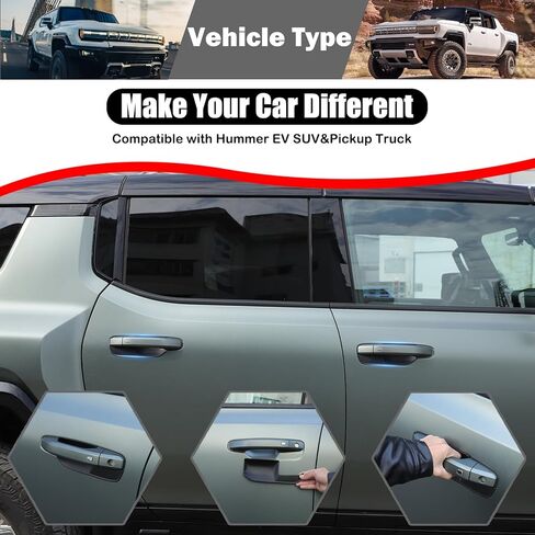 بالنسبة إلى Hummer EV ، فإن مقبض باب السيارة ، حماة الخدش ABS ، باب سيارة ألياف الكربون ، مقبض ، مقبض ، وعاء ، مقبض ، غطاء كوب ، غطاء حماية ، Hummer EV Pickup SUV 2024 2025 (أسود غير لامع) in Kuwait