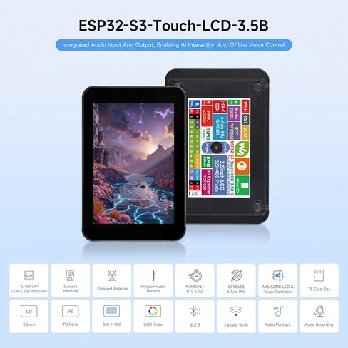 Waveshare ESP32-S3 3.5inch تسعية اللمسة اللوحة لمس عرض اللوحة B ، 320 × 480 ، IPS ، لون 262 كيلو ، QSPI ، واجهة الكاميرا على متن ، Wi-Fi و Bluetooth 5 ، ESP32 مع العرض ، مع حالة وقائية in Saudi Arabia