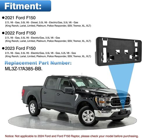 License Plate Frame Bracket Compatible with 2021-2023 Ford F150 3.3L V6 5.0L V8 Accessories, Front Bumper License Plate Holder Replace for ML3Z-17A385-AB in Saudi Arabia