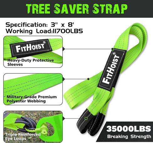 Offroad Recovery Kit, Snatch Block Pulley 10 Ton and Tree Saver Strap 3" x8' and 2pc Soft Shackle 1/2"x22", Winch Accessories for Car Truck SUV ATV in Saudi Arabia
