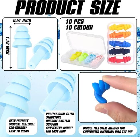 10 Pcs Swimming Nose Clip Earplugs with String Waterproof Swim Nose Plugs Soft Silicone Earplugs Protector Accessories for Adult Beginner Swimming Training Supplies in Saudi Arabia