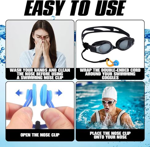 10 Pcs Swimming Nose Clip Earplugs with String Waterproof Swim Nose Plugs Soft Silicone Earplugs Protector Accessories for Adult Beginner Swimming Training Supplies in Saudi Arabia