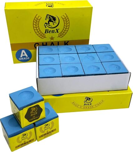 Pool Cue Chalk 24 Pack (2x12 boxes) - مكعبات الطباشير الأزرق البلياردو ، صيغة قبضة عالية ، درجة البطولة المهنية ، تطبيق خالٍ من الفوضى من أجل تعزيز الدوران والتحكم in Kuwait