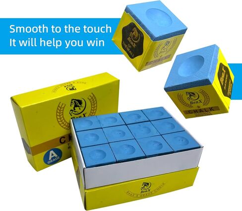 Pool Cue Chalk 24 Pack (2x12 boxes) - مكعبات الطباشير الأزرق البلياردو ، صيغة قبضة عالية ، درجة البطولة المهنية ، تطبيق خالٍ من الفوضى من أجل تعزيز الدوران والتحكم in Kuwait