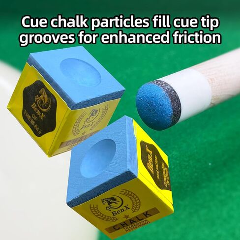 Pool Cue Chalk 24 Pack (2x12 boxes) - مكعبات الطباشير الأزرق البلياردو ، صيغة قبضة عالية ، درجة البطولة المهنية ، تطبيق خالٍ من الفوضى من أجل تعزيز الدوران والتحكم in Kuwait