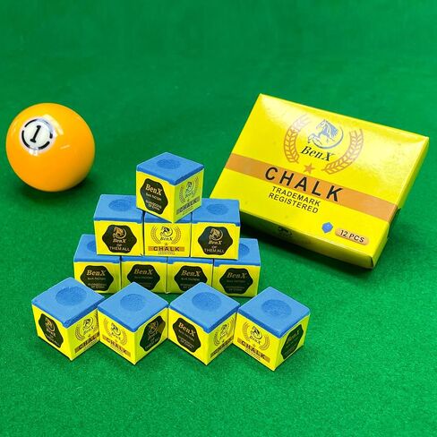 Pool Cue Chalk 24 Pack (2x12 boxes) - مكعبات الطباشير الأزرق البلياردو ، صيغة قبضة عالية ، درجة البطولة المهنية ، تطبيق خالٍ من الفوضى من أجل تعزيز الدوران والتحكم in Kuwait