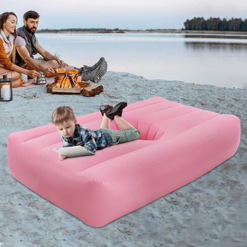 Post Surgery Recovery Bed with 19in Central Hole - Medical Grade PVC Inflatable Bed for Patients & Seniors, Portable Orthopedic Mattress for Home Care Travel (Pink) in Saudi Arabia