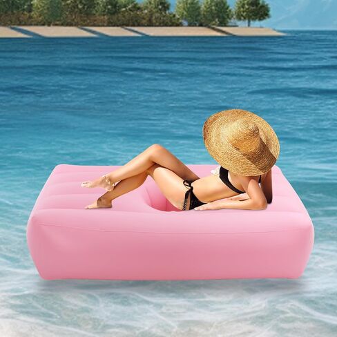 Post Surgery Recovery Bed with 19in Central Hole - Medical Grade PVC Inflatable Bed for Patients & Seniors, Portable Orthopedic Mattress for Home Care Travel (Pink) in Saudi Arabia