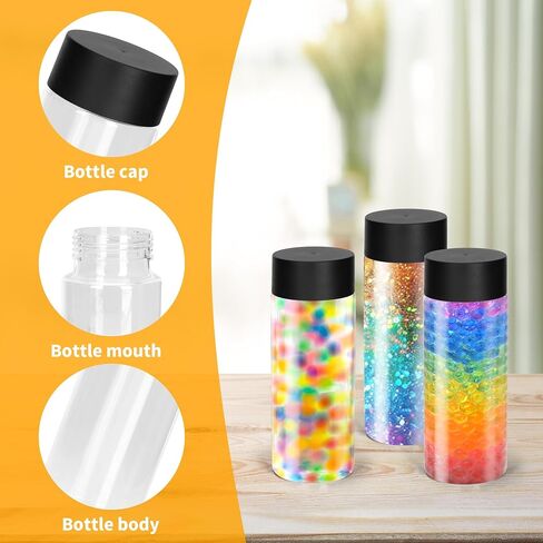 24 Pcs Clear Plastic Bottles Empty Sensory Bottles with Caps,10 Oz/ 300 ml PET Plastic Juice Reusable Leakproof Drink Container Bulk for Juice Milk (Black Lid) in Saudi Arabia