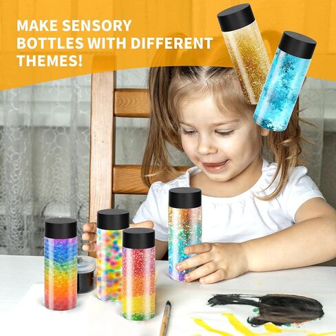 24 Pcs Clear Plastic Bottles Empty Sensory Bottles with Caps,10 Oz/ 300 ml PET Plastic Juice Reusable Leakproof Drink Container Bulk for Juice Milk (Black Lid) in Saudi Arabia