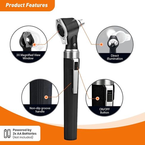 Scian Otoscope - Ear Scope with Light, Ear Infection Detector, Pocket Ear Checker Kit with 3X Magnify Lens & 8 Speculum Tips for Kids,Elders,Dogs,Home Use (Purple) in Kuwait