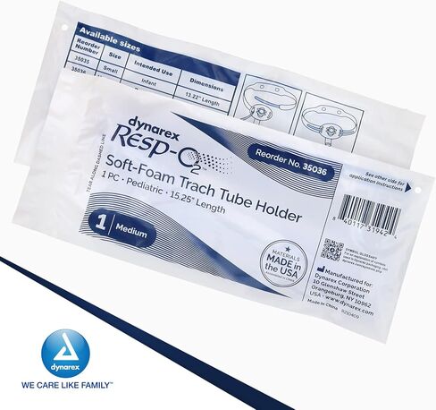 Dynarex Resp -O2 Soft -F -Foam Trach Tube Mostuders - Tube Tracheoty Tube -Tube -Tube - يساعد على تأمين أنابيب فغر القصبة الهوائية - رغوة ناعمة مغطاة ، وخطاف وحلقة قابلة للتعديل - حزمة من 10 (متوسطة) in Saudi Arabia