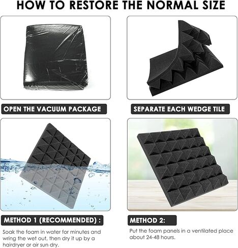 YGM Acoustic Foams® Pyramid Acoustic Panels 12" X 12" X 2", 50 Density Premium Grade Studio Noise, Echo Reduction and Absorption, 3D Structure (9 Red & 9 Black) in Saudi Arabia
