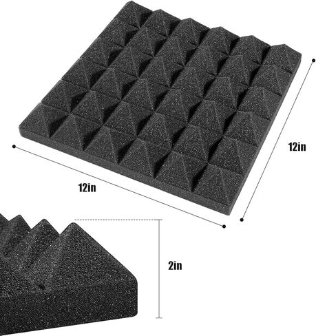 YGM Acoustic Foams® Pyramid Acoustic Panels 12" X 12" X 2", 50 Density Premium Grade Studio Noise, Echo Reduction and Absorption, 3D Structure (9 Red & 9 Black) in Saudi Arabia