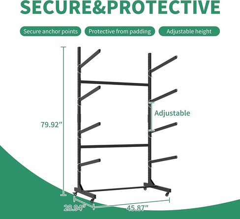 Heavy-Duty Kayak Storage Rack for Garage & Outdoor, Adjustable Kayak Racks for Kayak, Canoe, Surfboard & Paddleboard,Durable Outdoor Kayak Storage Rack（Black） in Kuwait