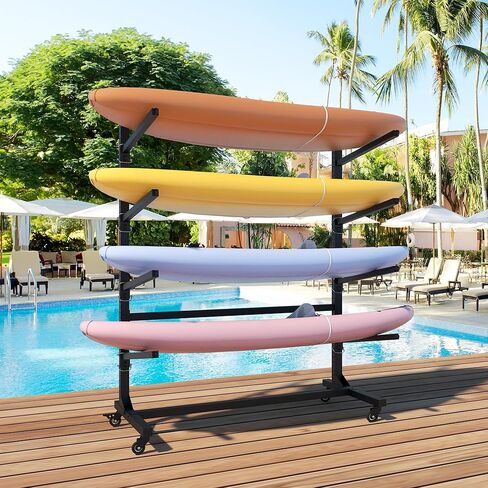 Heavy-Duty Kayak Storage Rack for Garage & Outdoor, Adjustable Kayak Racks for Kayak, Canoe, Surfboard & Paddleboard,Durable Outdoor Kayak Storage Rack（Black） in Kuwait