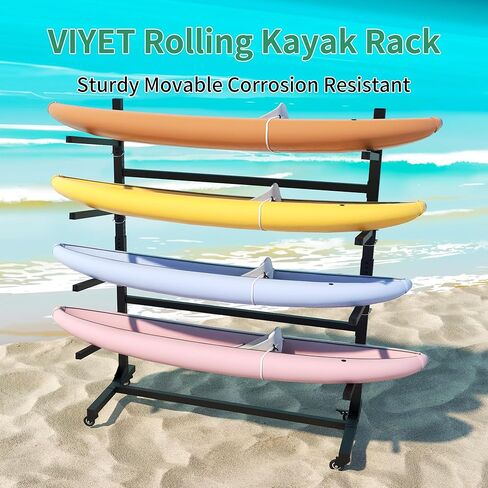 Heavy-Duty Kayak Storage Rack for Garage & Outdoor, Adjustable Kayak Racks for Kayak, Canoe, Surfboard & Paddleboard,Durable Outdoor Kayak Storage Rack（Black） in Kuwait