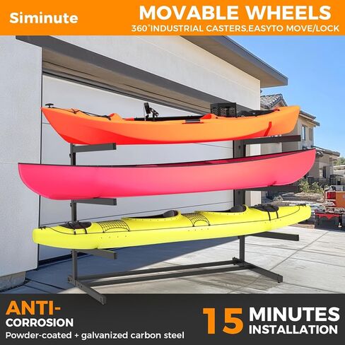Kayak Storage Rack, Heavy Duty Kayak Racks for Garage and Outdoor Storage, Kayak Stand with Wheels, Storage Rack for Kayak, Canoe, Surfboard & Paddleboard in Saudi Arabia