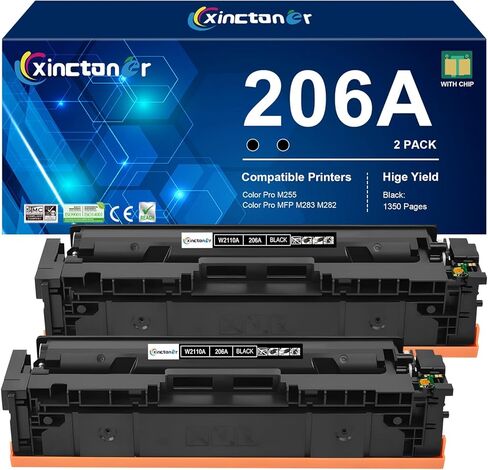 206A خرطوشة الحبر الأسود 2 استبدال حزمة HP 206A الحبر 206X W2110X W2110A العمل الحبر لـ HP Color Laser Jet Pro MFP M283FDW M283CDW M255DW MFP M283 M255 Series Printer Series in Kuwait