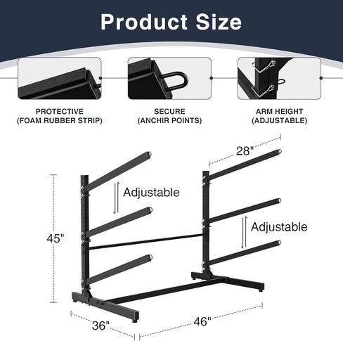 Heavy Duty Kayak Storage Rack - Adjustable Freestanding Stand for Kayaks, Canoes, Paddleboards, and Surfboards - Ideal for Garage, Shed, Dock, and Outdoor Storage in Kuwait