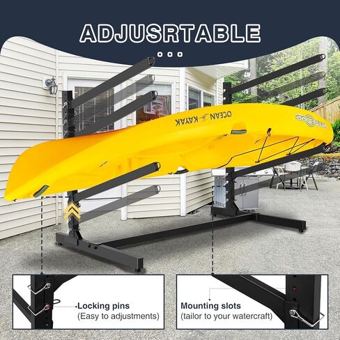 Heavy Duty Kayak Storage Rack - Adjustable Freestanding Stand for Kayaks, Canoes, Paddleboards, and Surfboards - Ideal for Garage, Shed, Dock, and Outdoor Storage in Kuwait