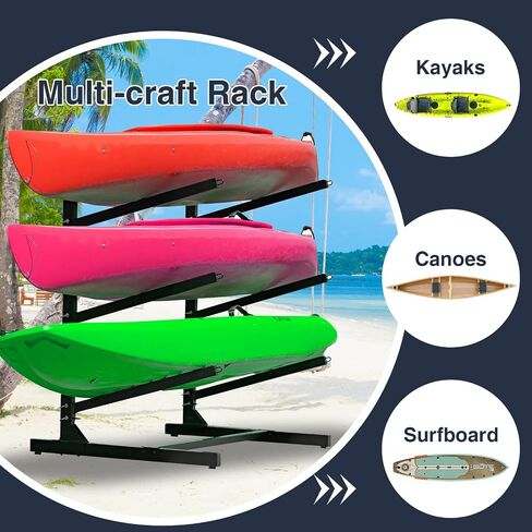 Heavy Duty Kayak Storage Rack - Adjustable Freestanding Stand for Kayaks, Canoes, Paddleboards, and Surfboards - Ideal for Garage, Shed, Dock, and Outdoor Storage in Kuwait