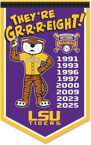 Louisiana State LSU Tigers 2025 College Baseball 8 Time National Champions Banner in Saudi Arabia