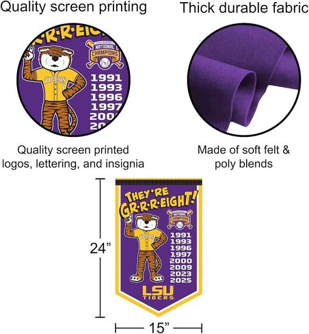 Louisiana State LSU Tigers 2025 College Baseball 8 Time National Champions Banner in Saudi Arabia