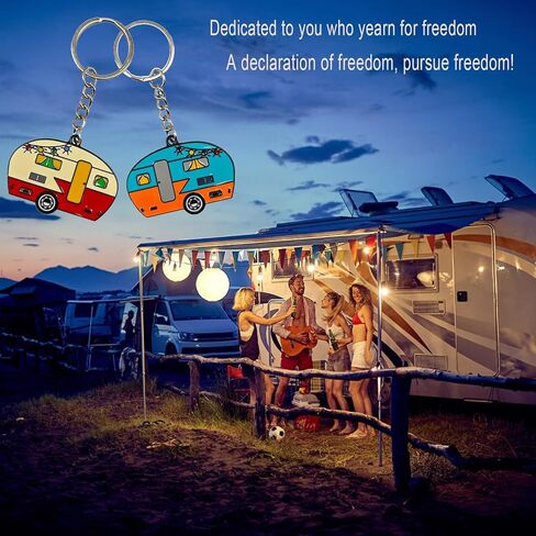 سلسلة مفاتيح Camper ، سلسلة مفاتيح التخييم المعدنية المزدوجة ، مجموعة إكسسوارات الأزواج RV من 2 للرجال نساء in Kuwait