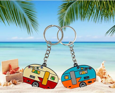 سلسلة مفاتيح Camper ، سلسلة مفاتيح التخييم المعدنية المزدوجة ، مجموعة إكسسوارات الأزواج RV من 2 للرجال نساء in Kuwait
