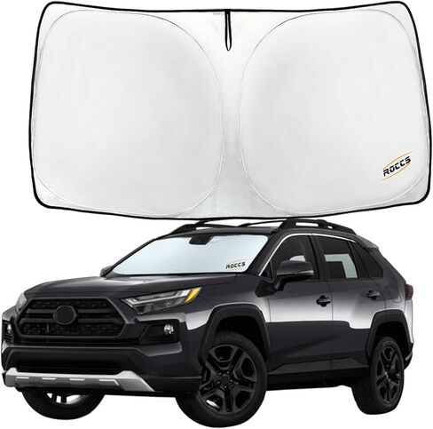 ROCCS Iridescent Windshield Sun Shade fit for 2019-205 Toyota RAV4, Foldable RAV4 Sunshade Front Window Sun Visor Protector Blocks UV Rays Keep Your Car Cooler in Saudi Arabia
