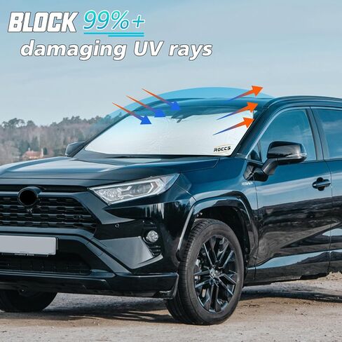 ROCCS Iridescent Windshield Sun Shade fit for 2019-205 Toyota RAV4, Foldable RAV4 Sunshade Front Window Sun Visor Protector Blocks UV Rays Keep Your Car Cooler in Saudi Arabia