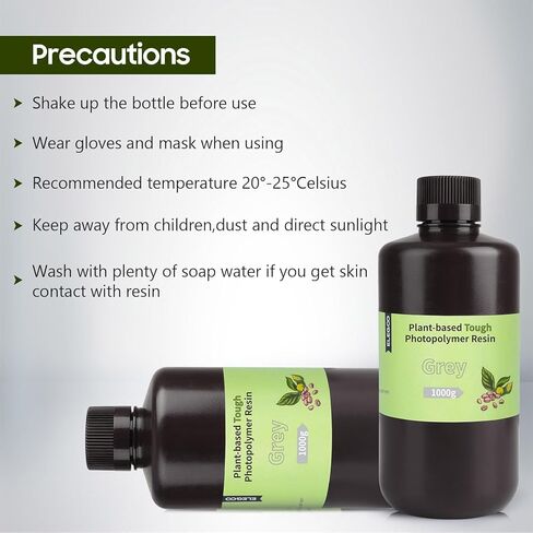 راتنجات الطابعة 3D التي تشبه نباتات Elegoo ABS مع راتنجات منخفضة ودقة عالية ، راتنجات المعالجة بالأشعة فوق البنفسجية 405nm لـ Mars Saturn Jupiter MSLA DLP LCD 3D Printing-Gray 2000g in Kuwait