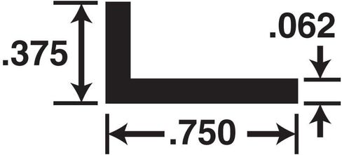 Outwater Plastics Alu249-S ساتان الانتهاء من 3/8'x3/4'x1/16 '' صب زاوية الألومنيوم 36 بوصة (حزمة 4) in Saudi Arabia